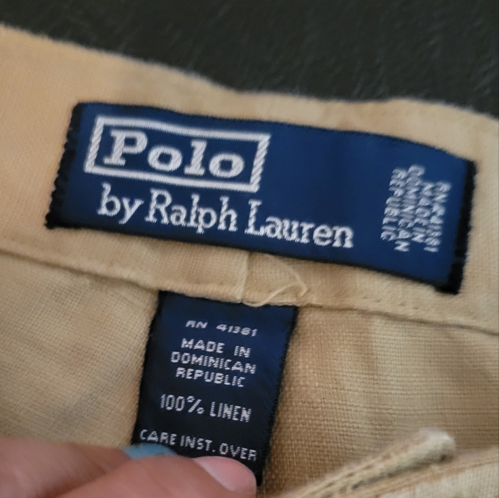 Polo raplh lauren  100% linen tan wide legged pants - Picture 3 of 13